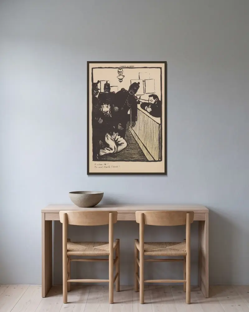 Und dieser hier, er schrie: Es lebe die Freiheit! von Félix Vallotton gerahmt an einer Wand