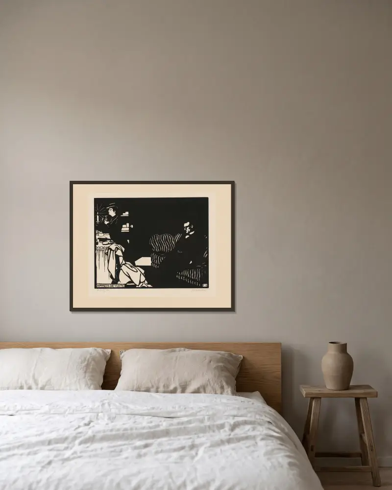 Vorbereitung auf einen Besuch von Félix Vallotton gerahmt an einer Wand