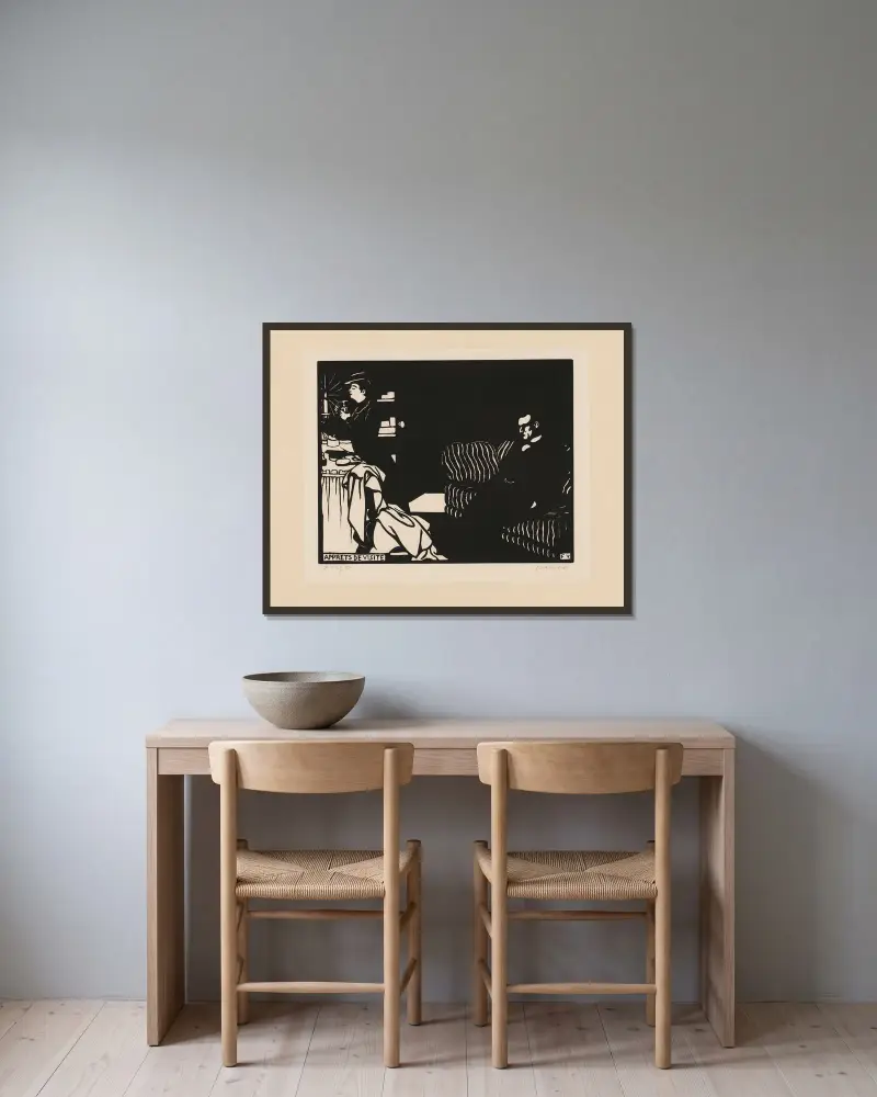 Vorbereitung auf einen Besuch von Félix Vallotton gerahmt an einer Wand