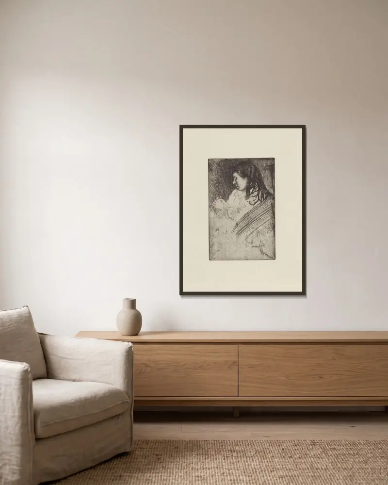 Junges Mädchen mit gefalteten Händen von Félix Vallotton gerahmt an einer Wand