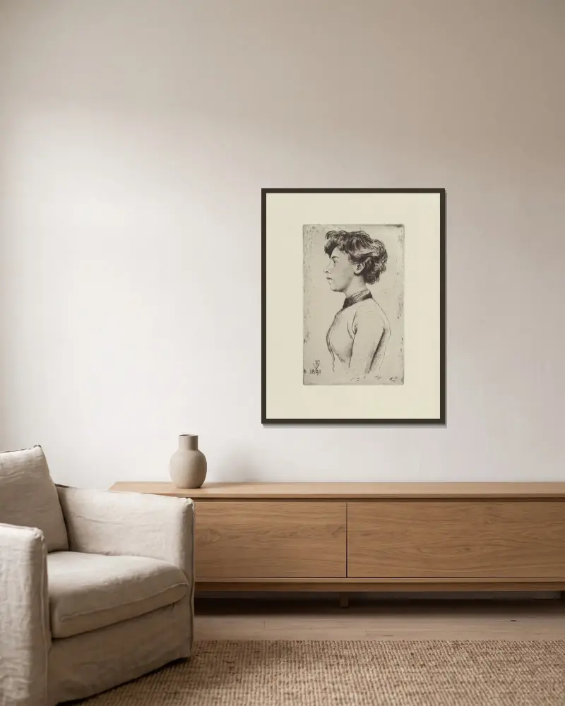 Ung flicka i bröstbild av Félix Vallotton inramad på en vägg
