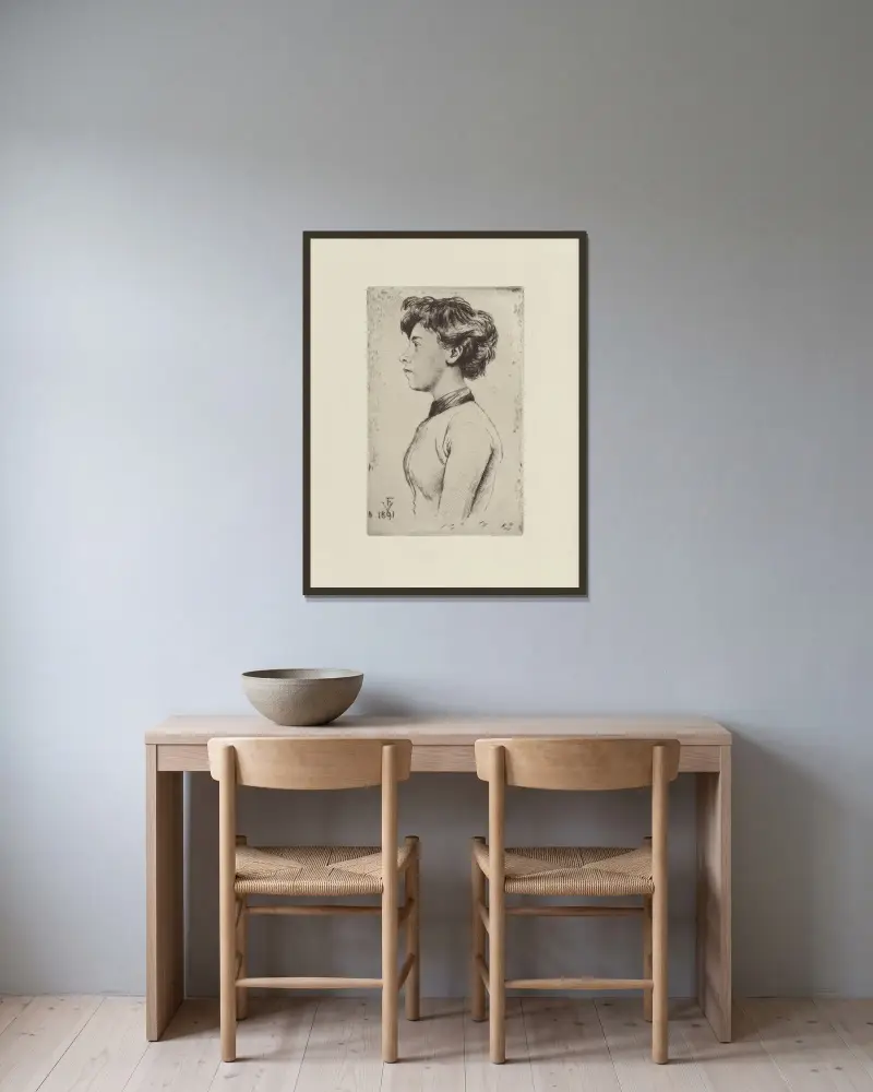 Ung flicka i bröstbild av Félix Vallotton inramad på en vägg
