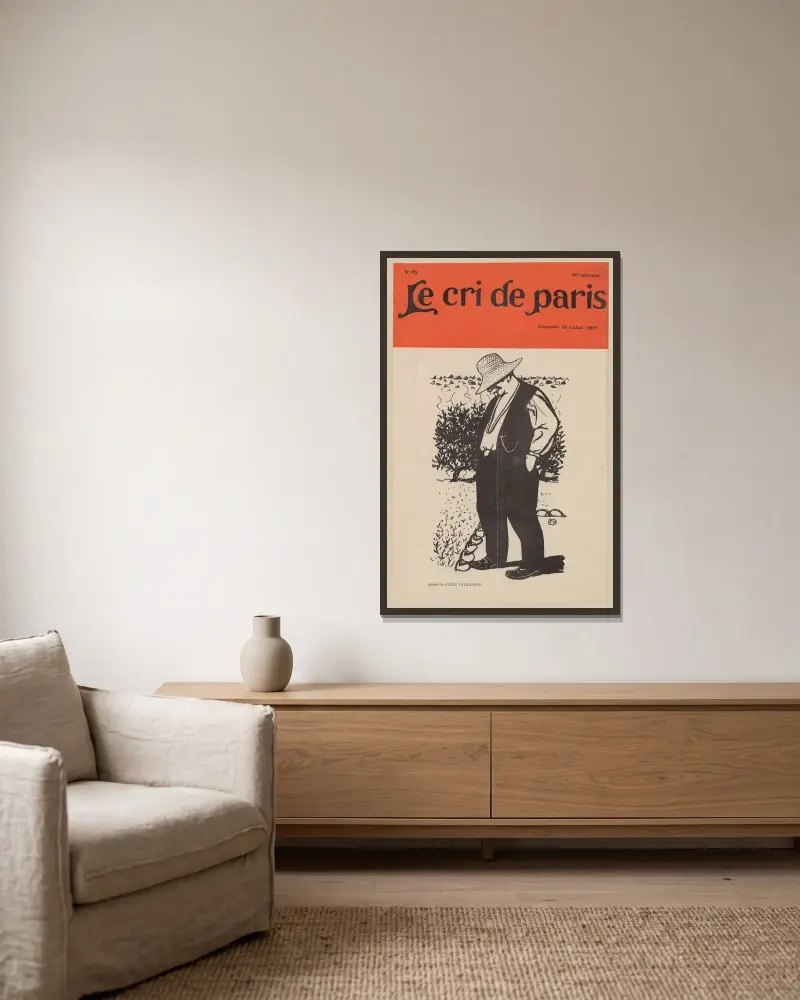 Le Cri de Paris – söndagen den 18 juli 1897 av Félix Vallotton inramad på en vägg