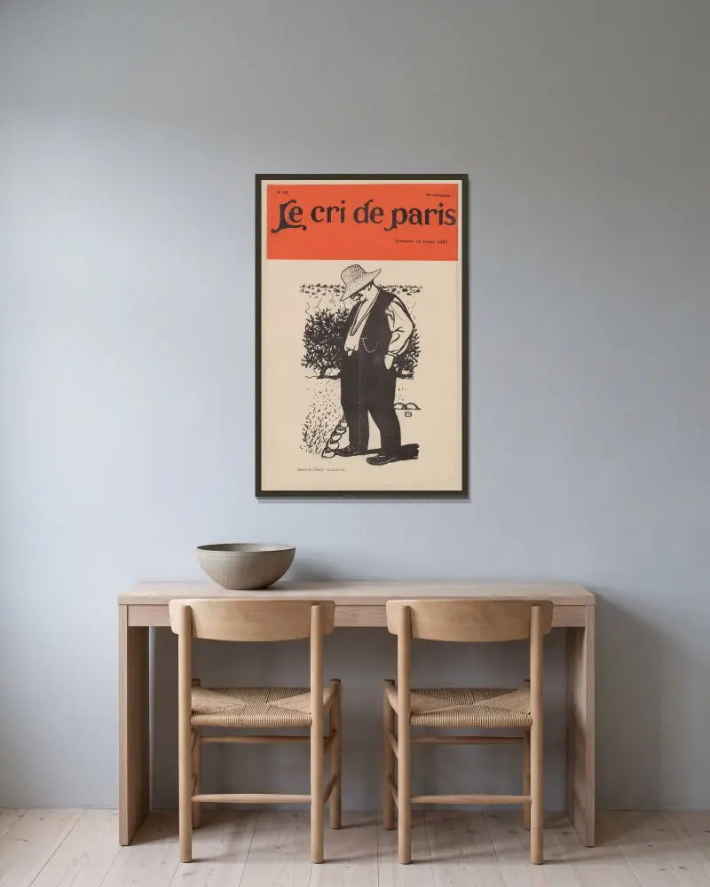 Le Cri de Paris – söndagen den 18 juli 1897 av Félix Vallotton inramad på en vägg