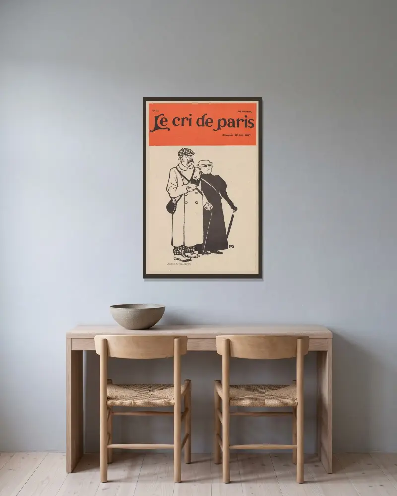 Le Cri de Paris – söndagen den 20 juni 1897 av Félix Vallotton inramad på en vägg