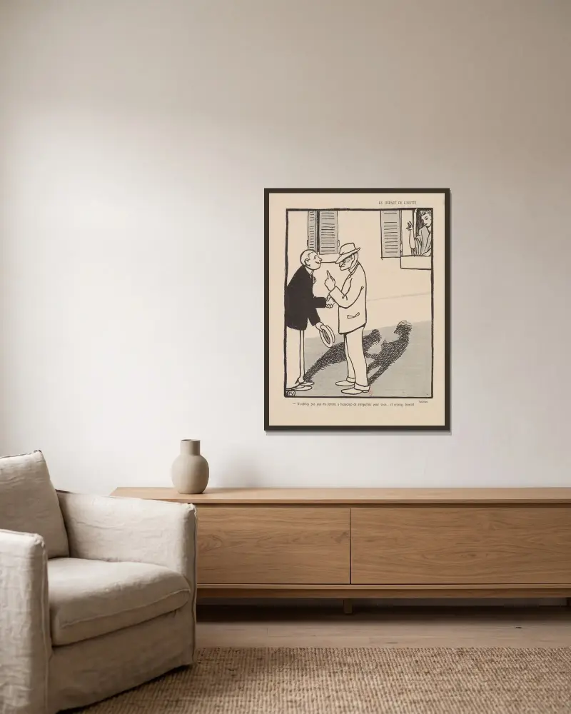 Die Abreise des Gastes von Félix Vallotton gerahmt an einer Wand