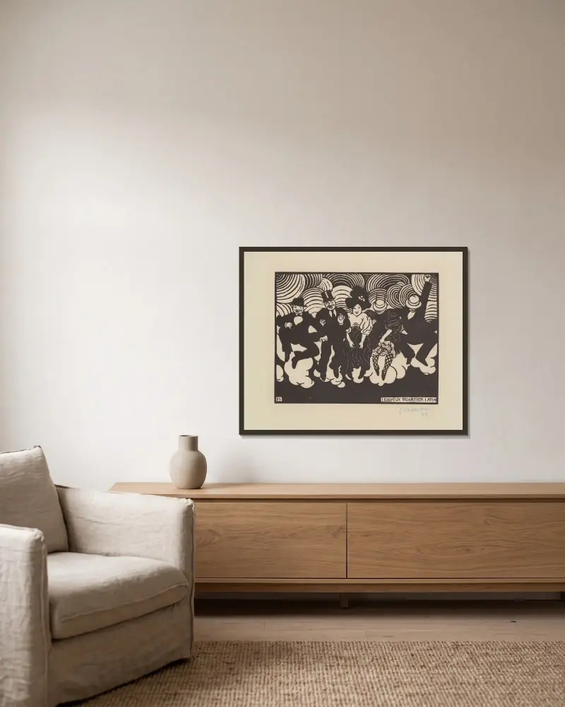 Das fröhliche Quartier Latin von Félix Vallotton gerahmt an einer Wand