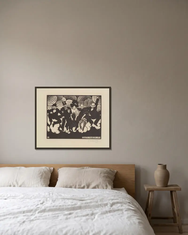 Das fröhliche Quartier Latin von Félix Vallotton gerahmt an einer Wand