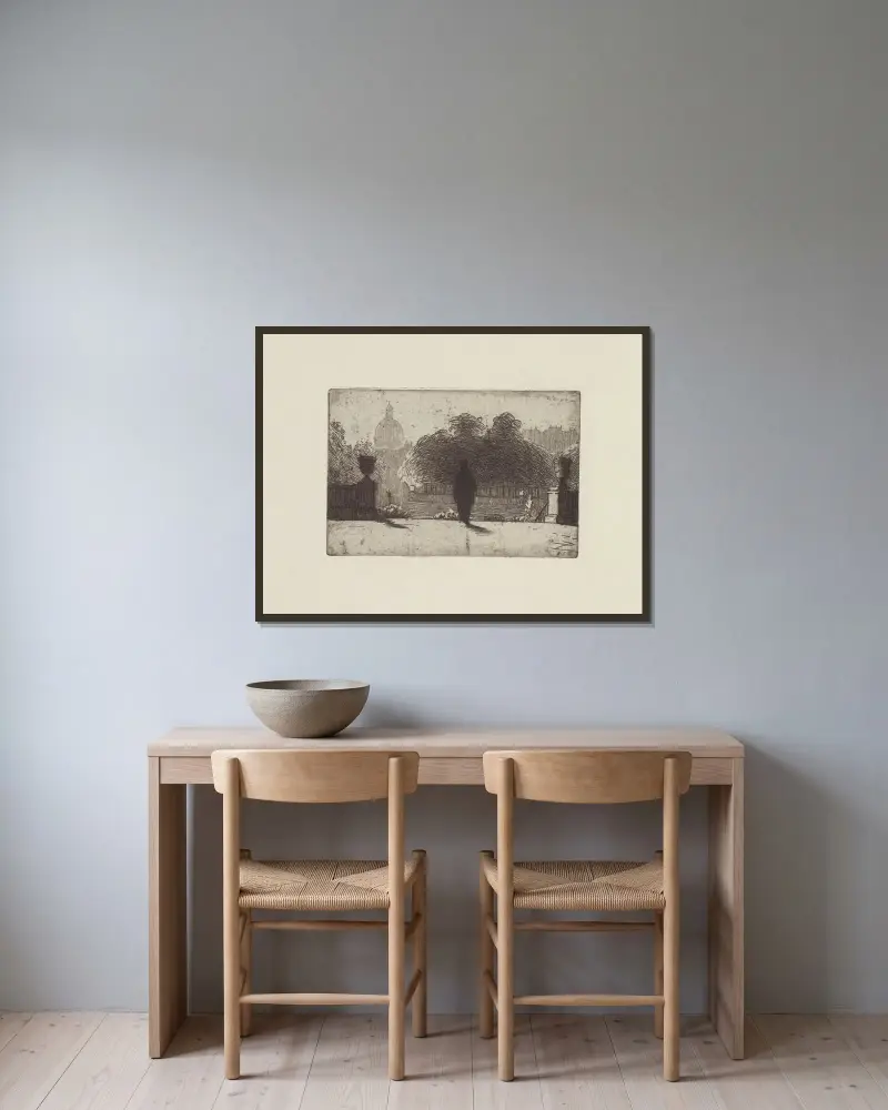 Panthéon sett från Luxembourgträdgården av Félix Vallotton inramad på en vägg