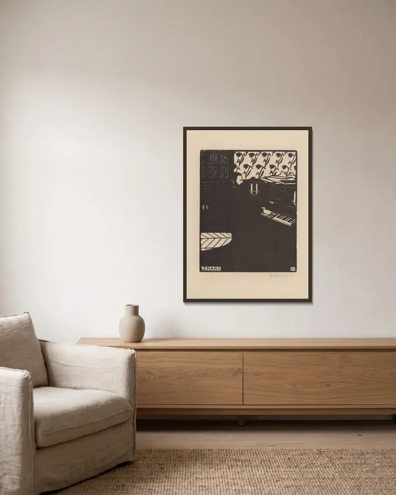 Das Klavier von Félix Vallotton gerahmt an einer Wand