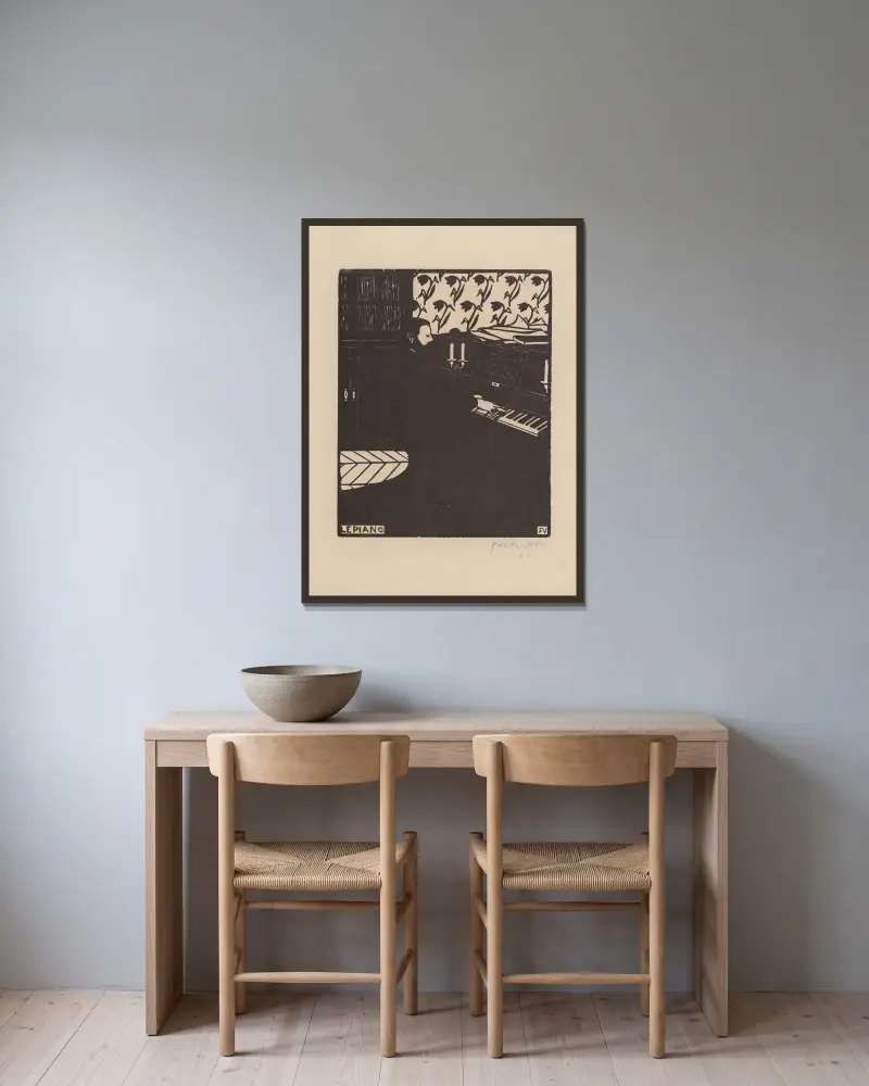 Das Klavier von Félix Vallotton gerahmt an einer Wand
