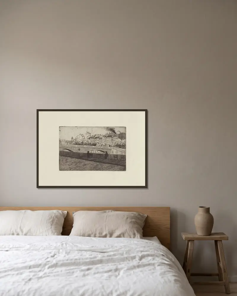Die Brücke Saint-Michel von Félix Vallotton gerahmt an einer Wand