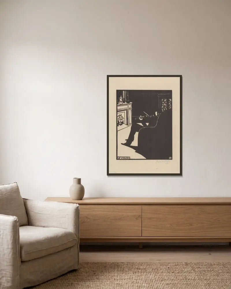 Die Violine von Félix Vallotton gerahmt an einer Wand