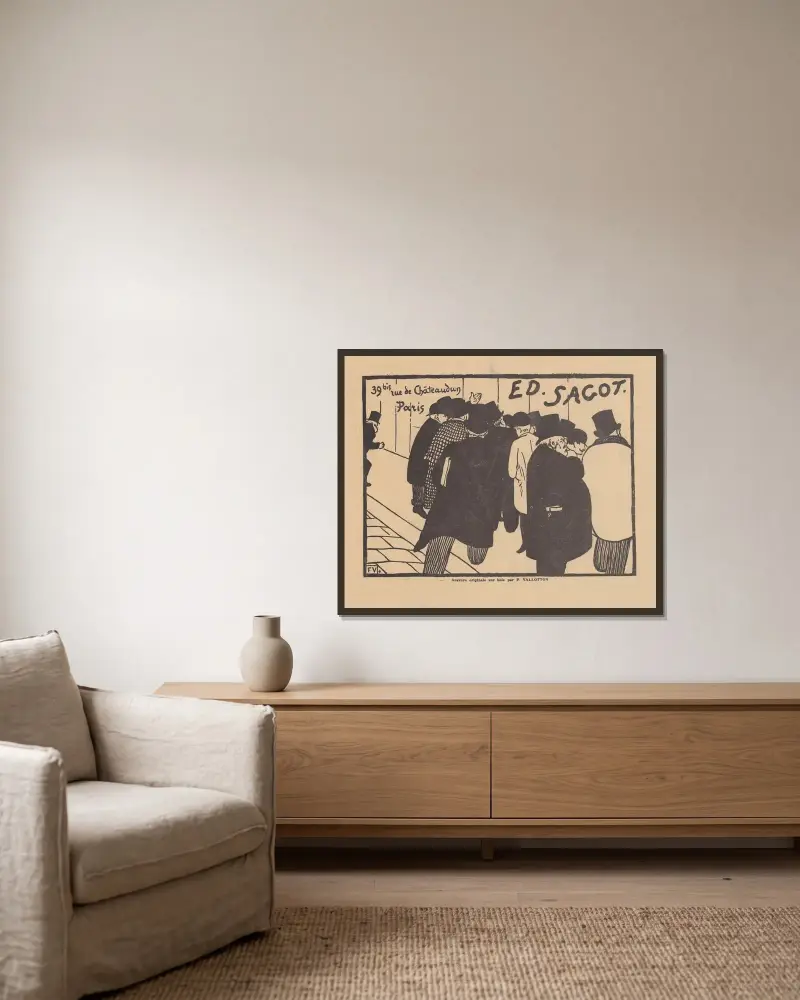 Grafikälskarna – 39 bis rue de Châteaudun, Paris av Félix Vallotton inramad på en vägg