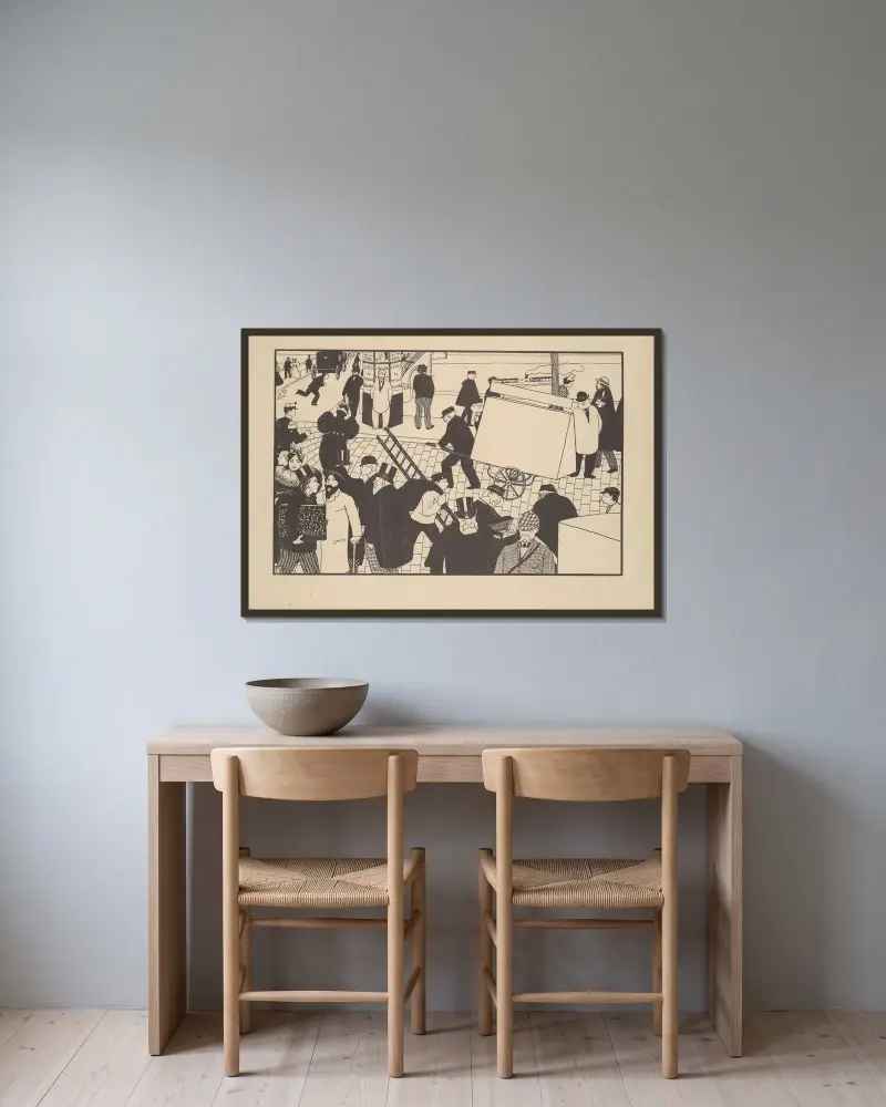Die Zusammenkünfte von Félix Vallotton gerahmt an einer Wand