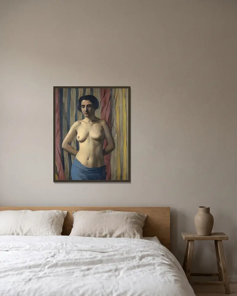 Nude with Blue Sash av Félix Vallotton inramad på en vägg