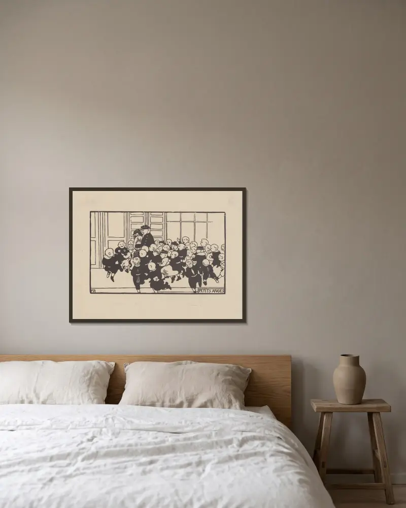 Petits anges av Félix Vallotton inramad på en vägg