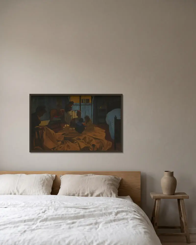 Tvätterskan, blått rum av Félix Vallotton inramad på en vägg