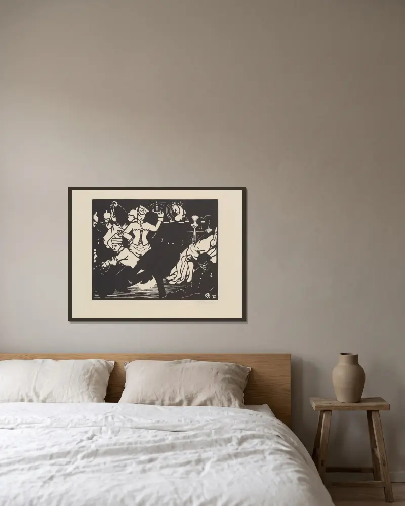 Orgien, Félix Vallotton v rámu na stěně