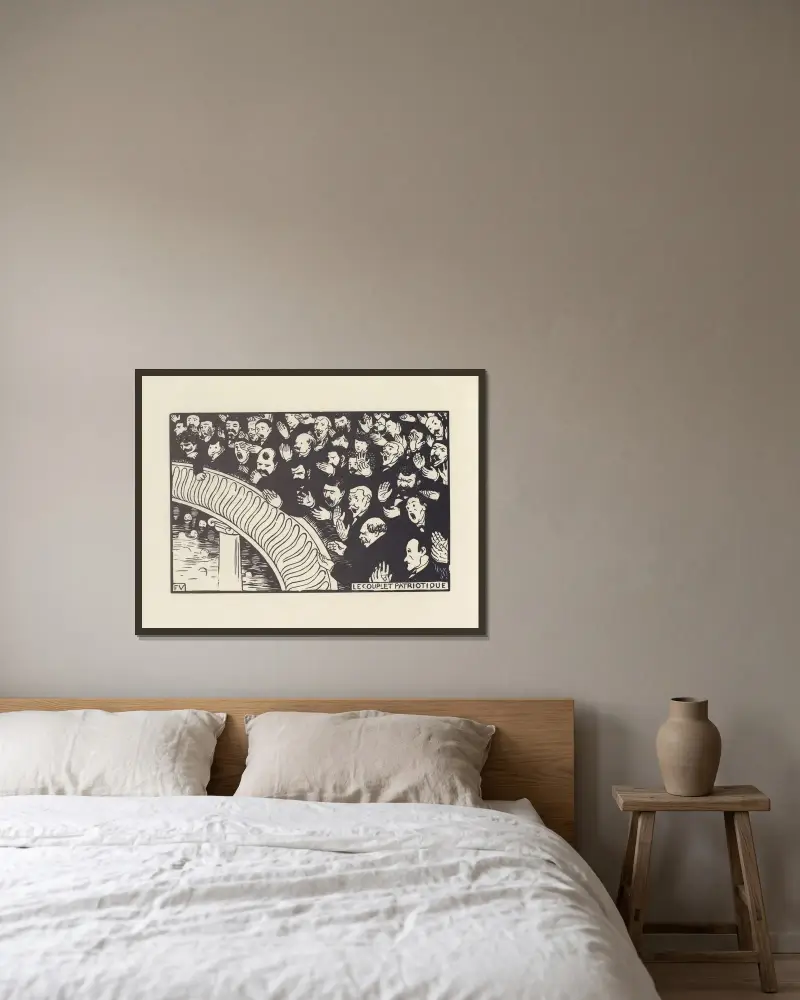 Die patriotische Weise von Félix Vallotton gerahmt an einer Wand