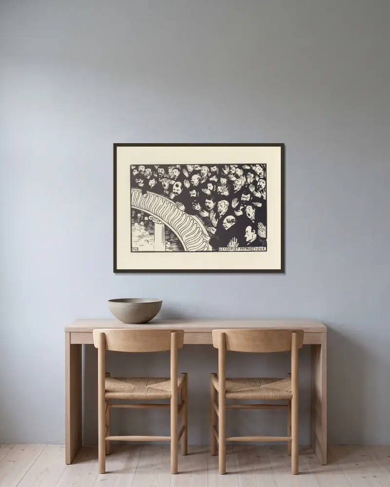 Die patriotische Weise von Félix Vallotton gerahmt an einer Wand