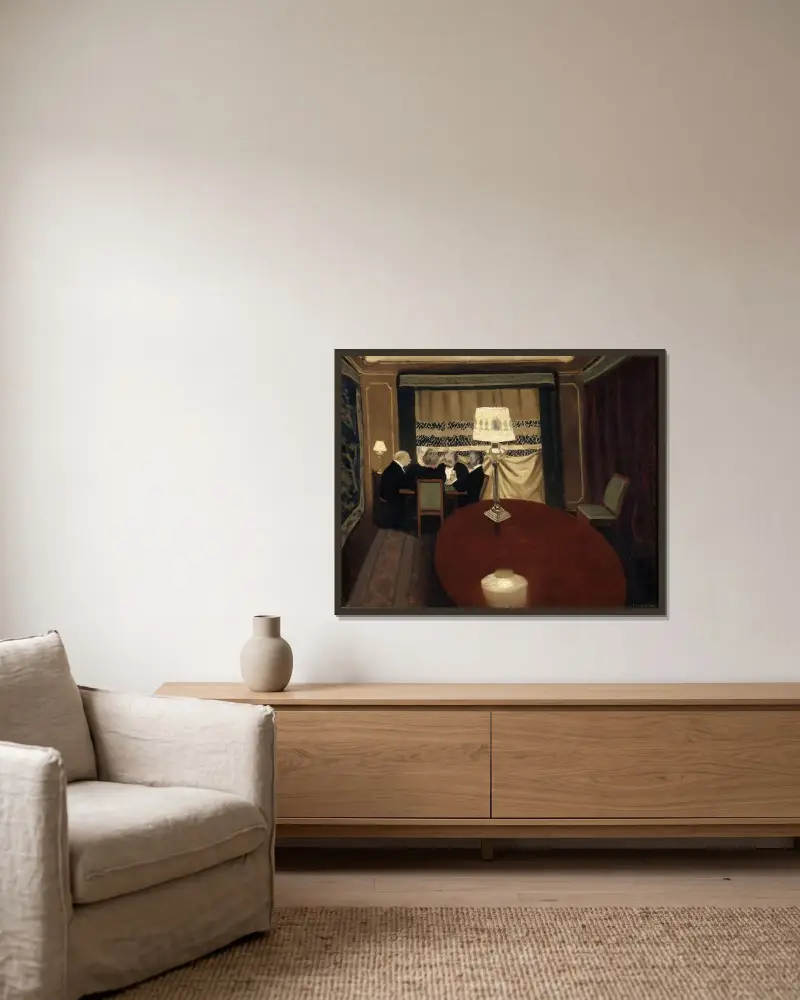 Das Pokerspiel von Félix Vallotton gerahmt an einer Wand