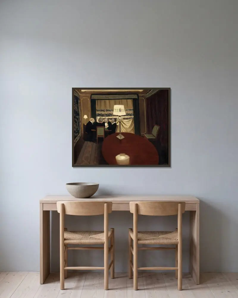 Das Pokerspiel von Félix Vallotton gerahmt an einer Wand