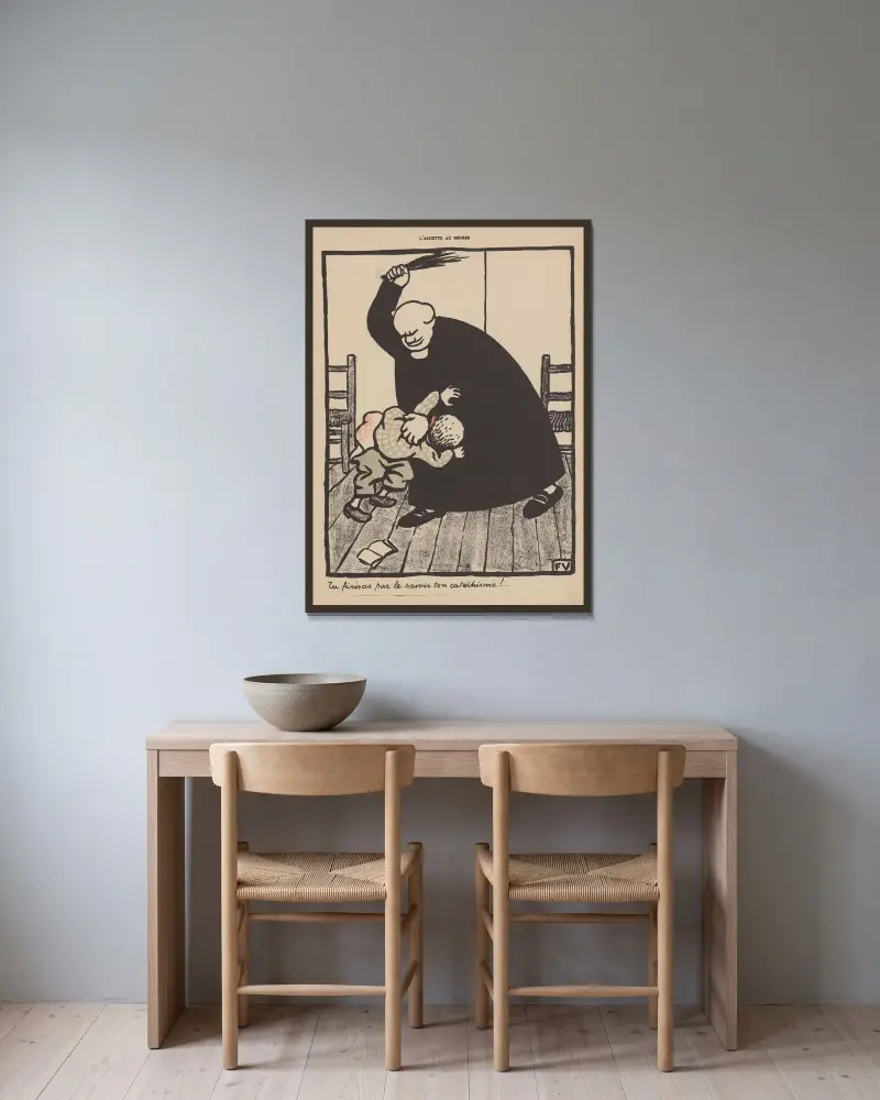 Du kommer att lära dig din katekes till slut! av Félix Vallotton inramad på en vägg