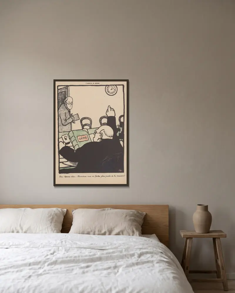 Ein Uhr zehn … Mein Herr, Sie gehören nicht mehr zum Haushalt! von Félix Vallotton gerahmt an einer Wand