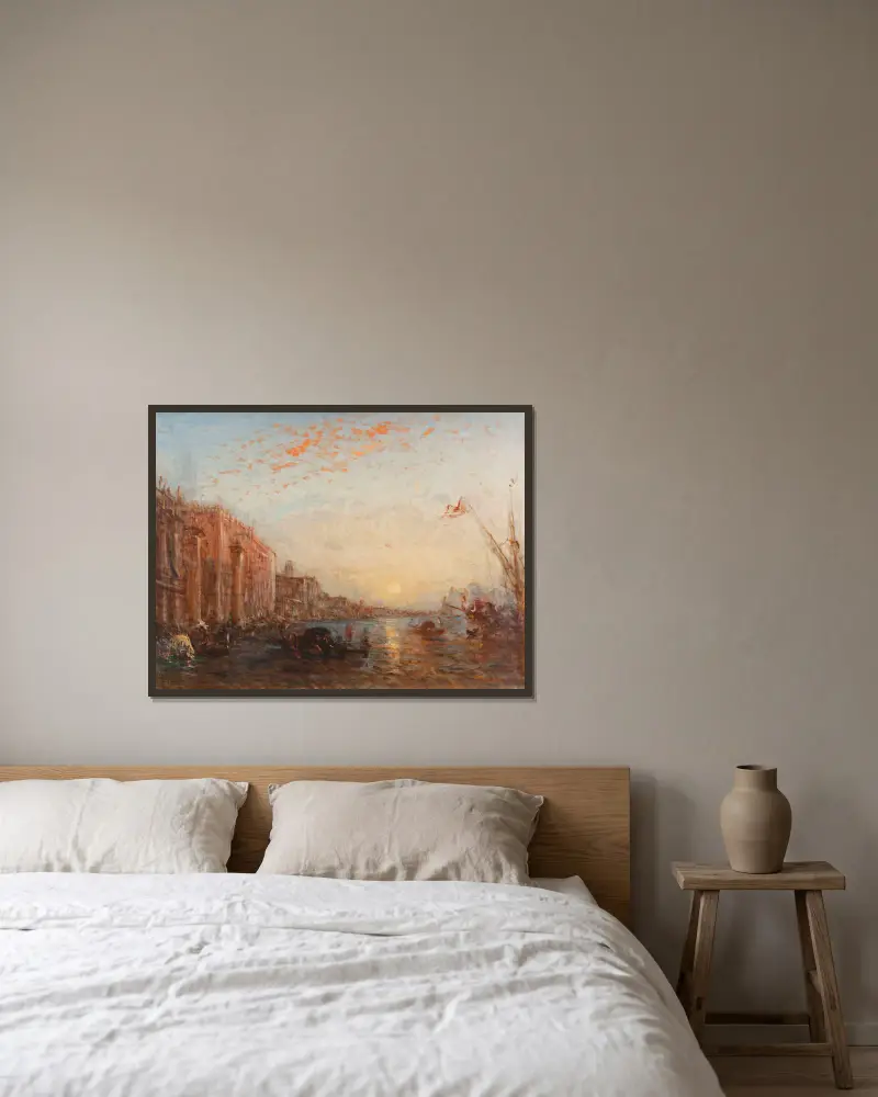 Überschwemmung in Venedig von Félix Ziem gerahmt an einer Wand