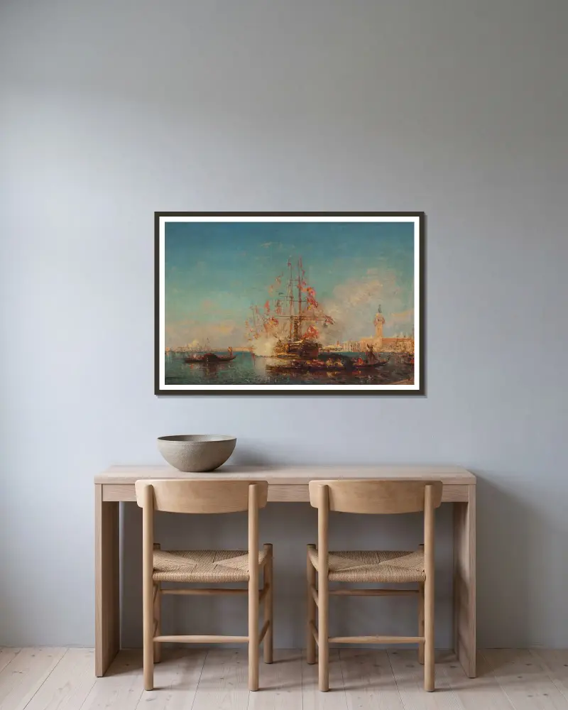 Le Coup De Canon av Félix Ziem inramad på en vägg