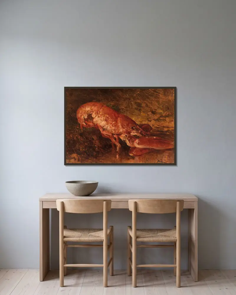 Nature Morte Au Homard av Félix Ziem inramad på en vägg
