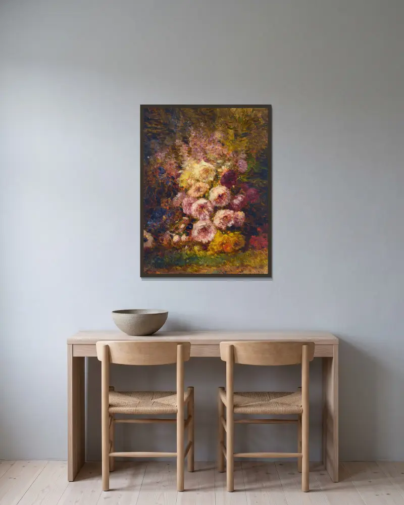 Pivoines av Félix Ziem inramad på en vägg