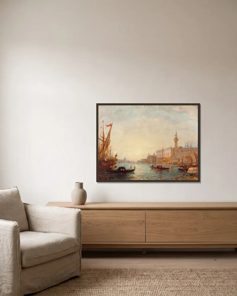 Venedig, Dogepalatset, 1870 av Félix Ziem inramad på en vägg