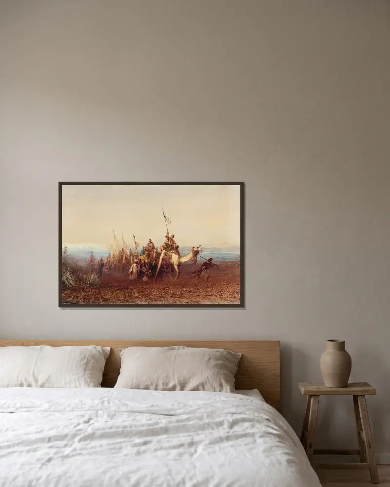 Auf dem Weg nach Kairo, die Karawane von Félix Ziem gerahmt an einer Wand