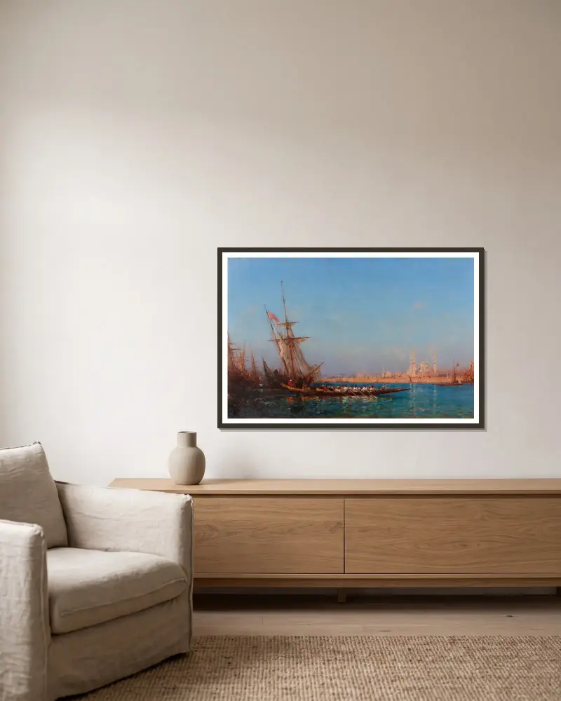 View of İstanbul av Félix Ziem inramad på en vägg