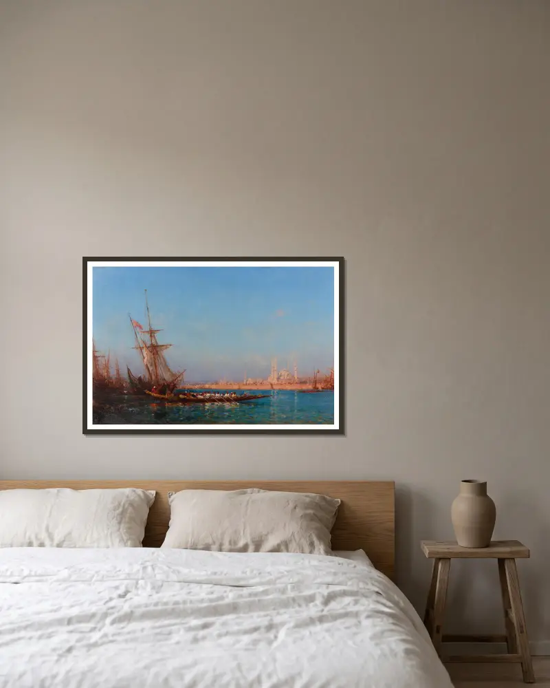 View of İstanbul av Félix Ziem inramad på en vägg