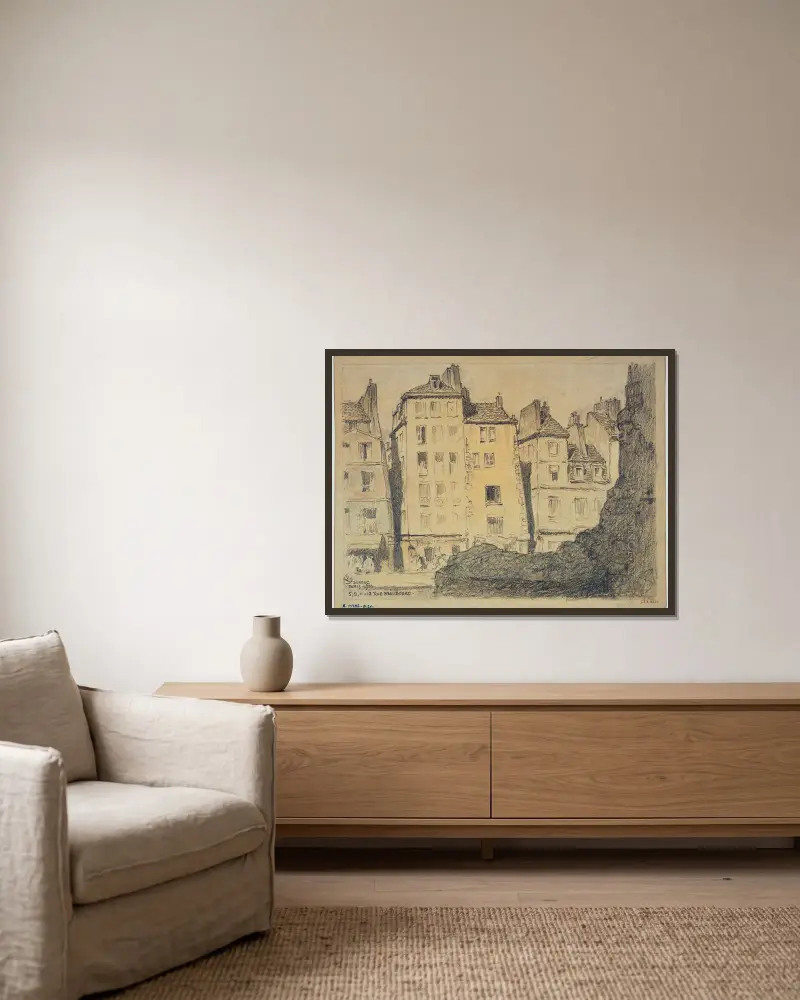 5, 9, 11, 13 rue Beaubourg av Ferdinand Boberg inramad på en vägg