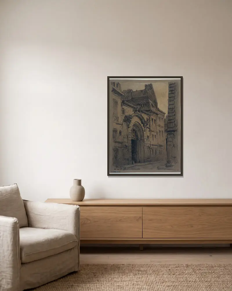 Huset nr 20 rue Sainte-Croix de la Bretonnerie av Ferdinand Boberg inramad på en vägg