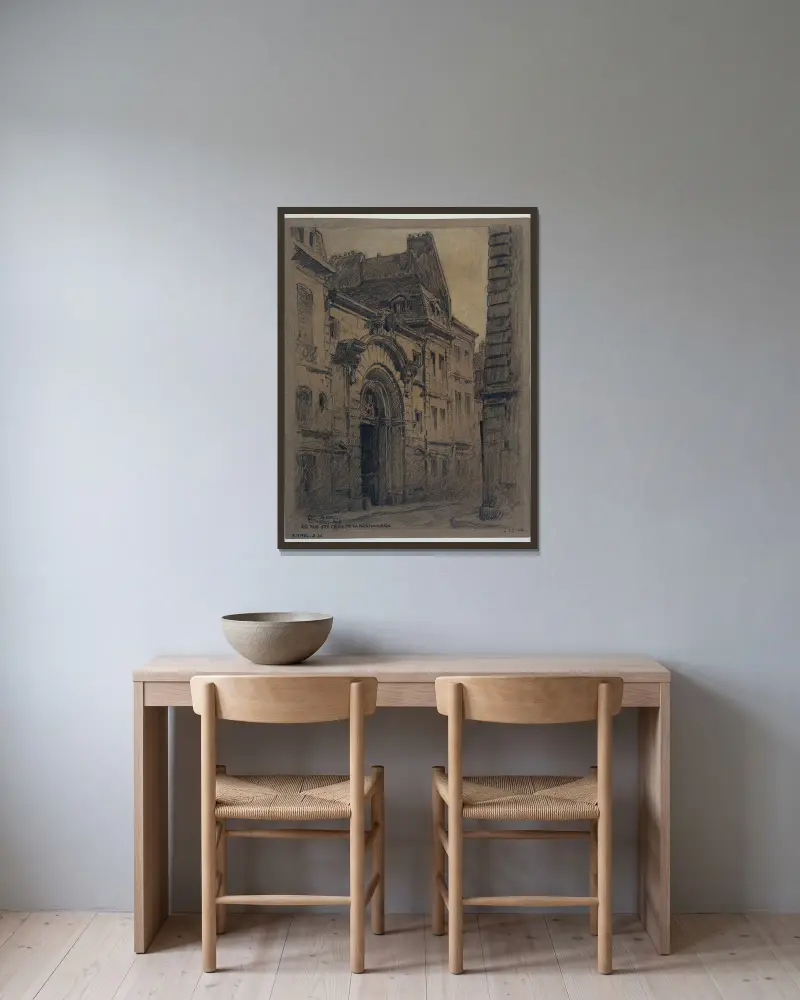 Huset nr 20 rue Sainte-Croix de la Bretonnerie av Ferdinand Boberg inramad på en vägg