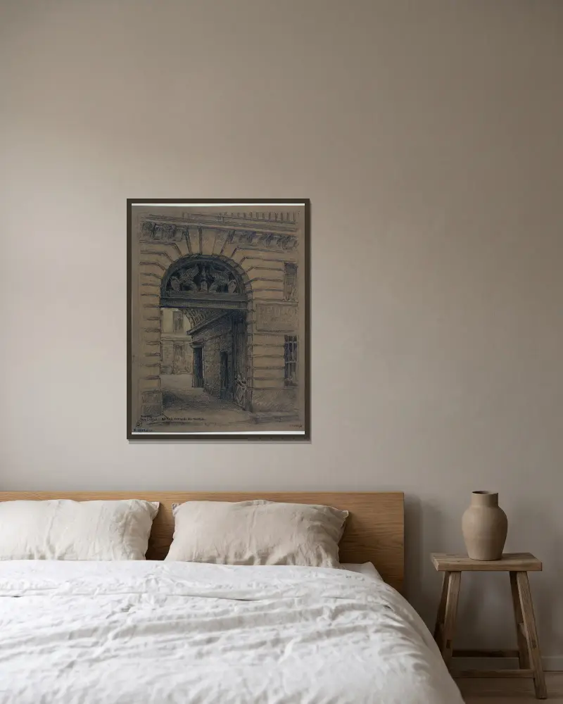 Das Haus Nr. 24 in der Rue Vieille-du-Temple von Ferdinand Boberg gerahmt an einer Wand