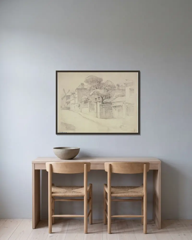 Die Rue Montmartre von Ferdinand Boberg gerahmt an einer Wand