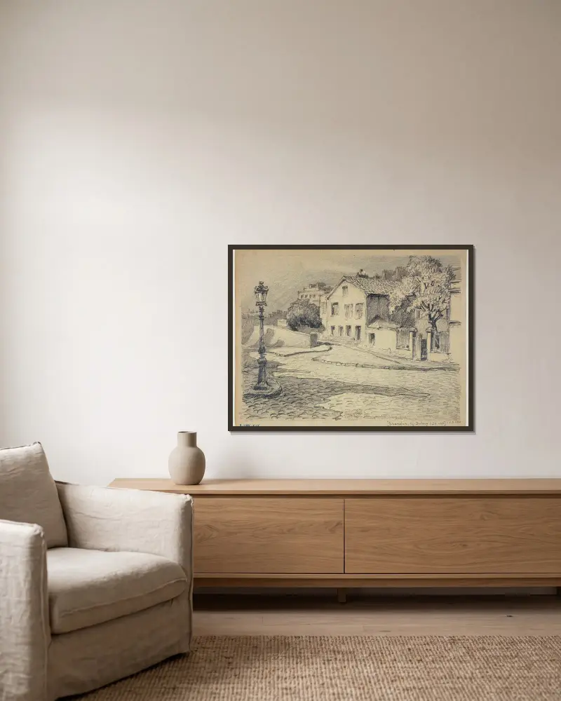 L’impasse Girardon von Ferdinand Boberg gerahmt an einer Wand