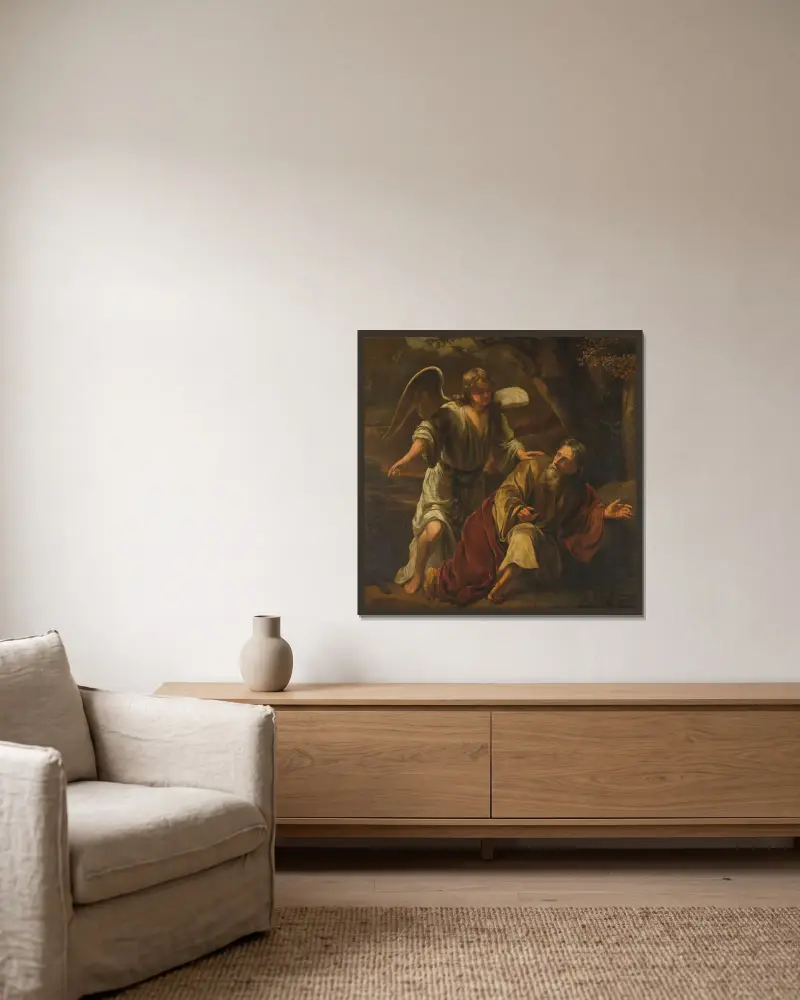 Biblische Szene von Ferdinand Bol gerahmt an einer Wand