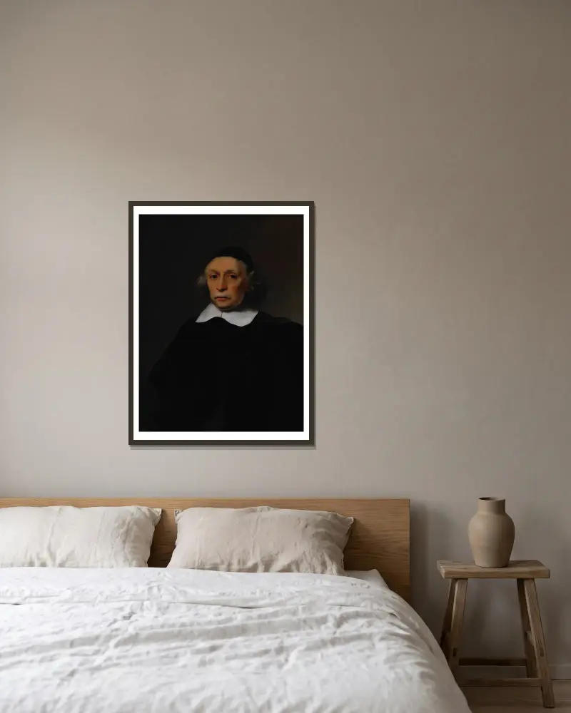 Bildnis eines Gelehrten – Nr. 1 von Ferdinand Bol gerahmt an einer Wand