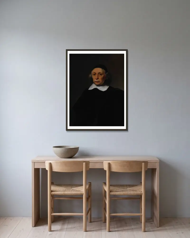 Bildnis eines Gelehrten – Nr. 1 von Ferdinand Bol gerahmt an einer Wand
