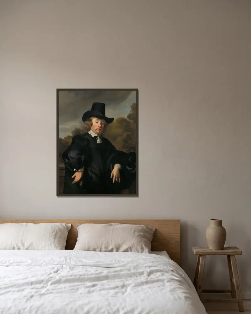 Porträt von Roelof Meulenaer von Ferdinand Bol gerahmt an einer Wand