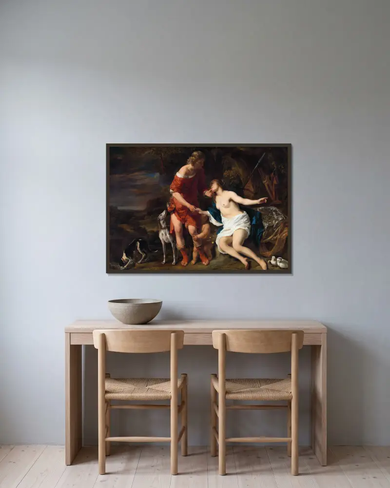 Venus und Adonis von Ferdinand Bol gerahmt an einer Wand