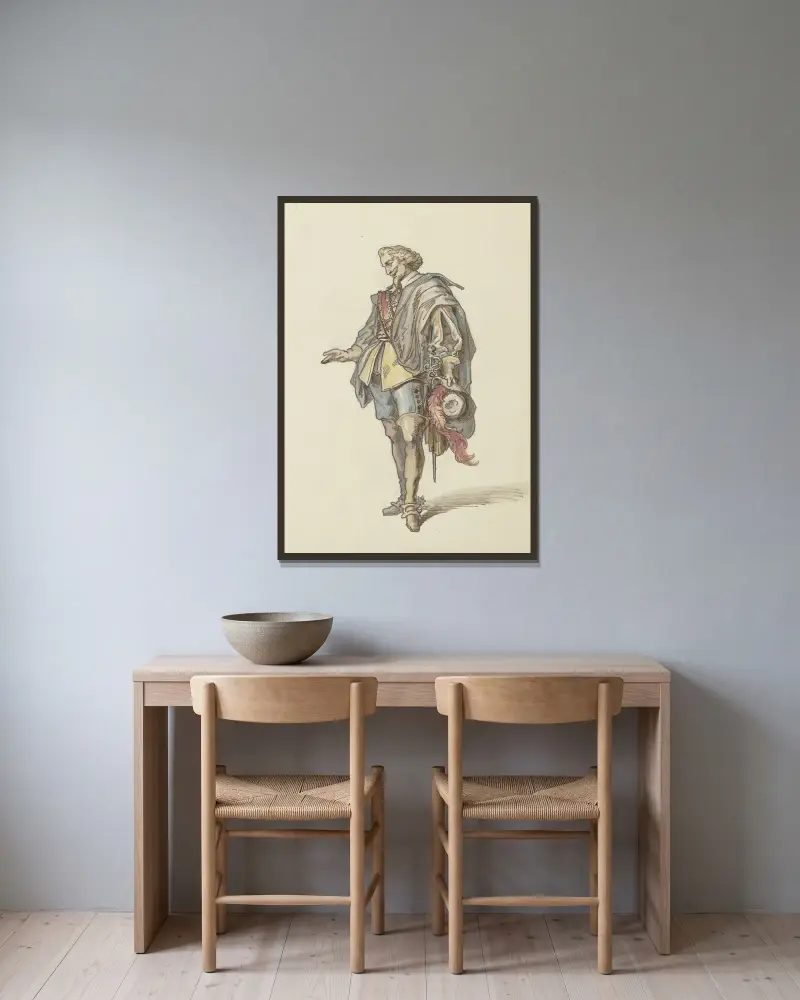Wallenstein costume av Ferdinand Fellner inramad på en vägg