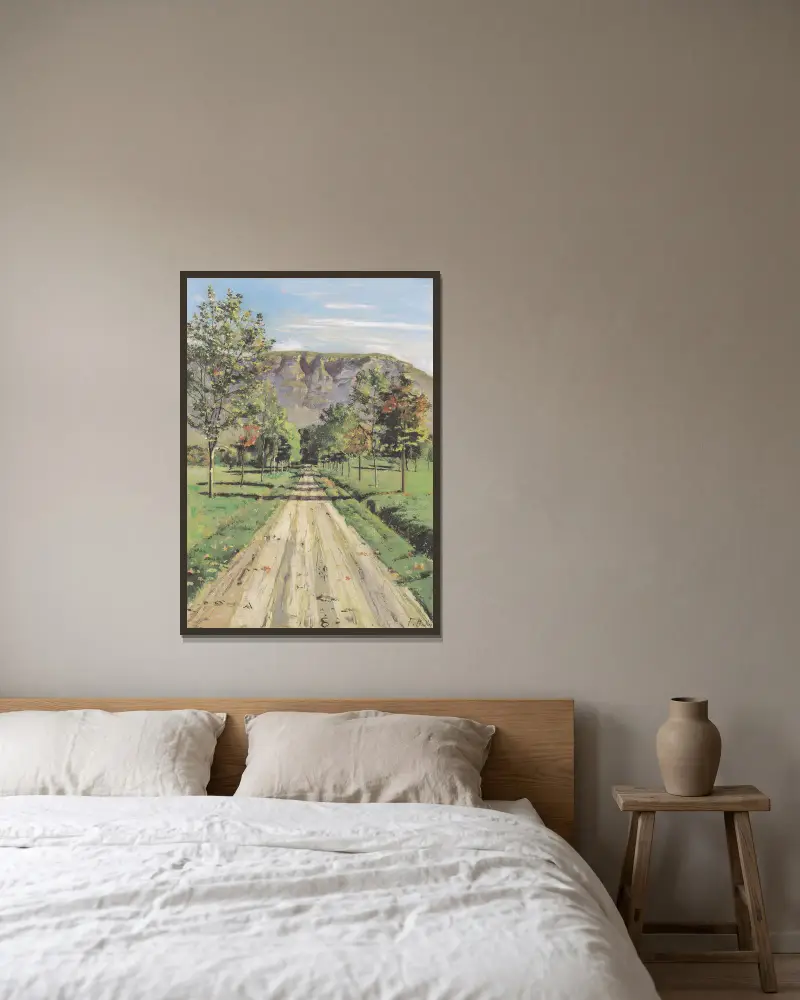 Die Straße nach Evordes von Ferdinand Hodler gerahmt an einer Wand